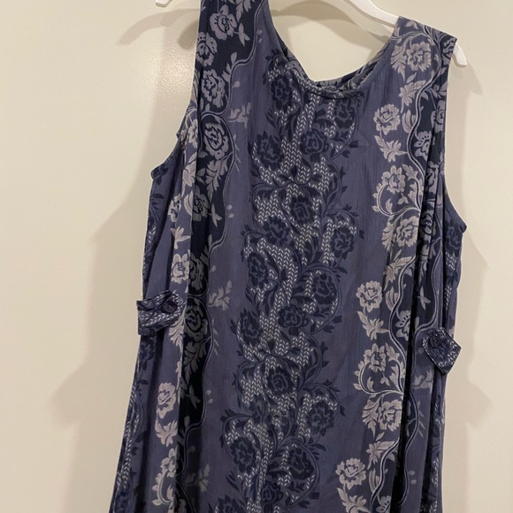 Vintage 90s sag harbor boho fairy floral sleeveless maxi dress blue gray medium - Picture 4 of 8